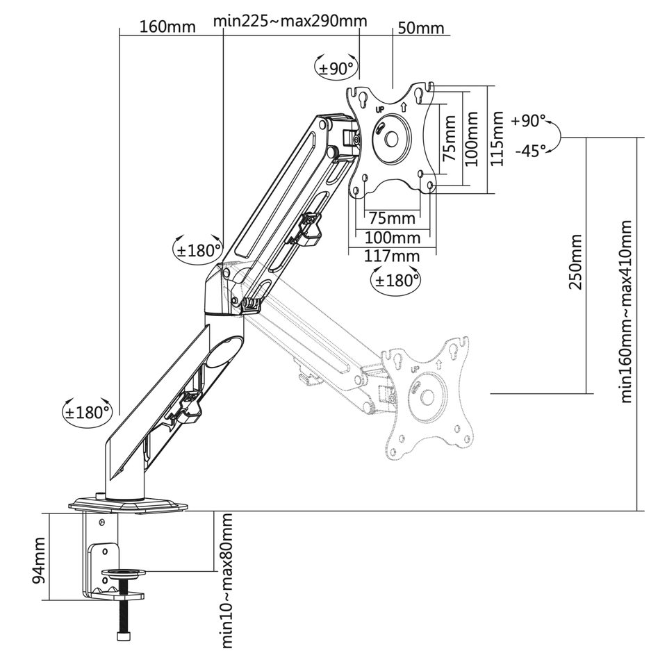 Monitor Arm Single PRO